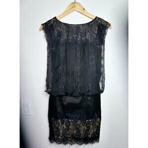Y2k Jessica McClintock Elegant Black Lace Dress Romantic Fairy Goth Wednesday